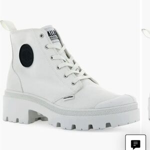 New in Box - Palladium Women's White Lace-Up Boots
